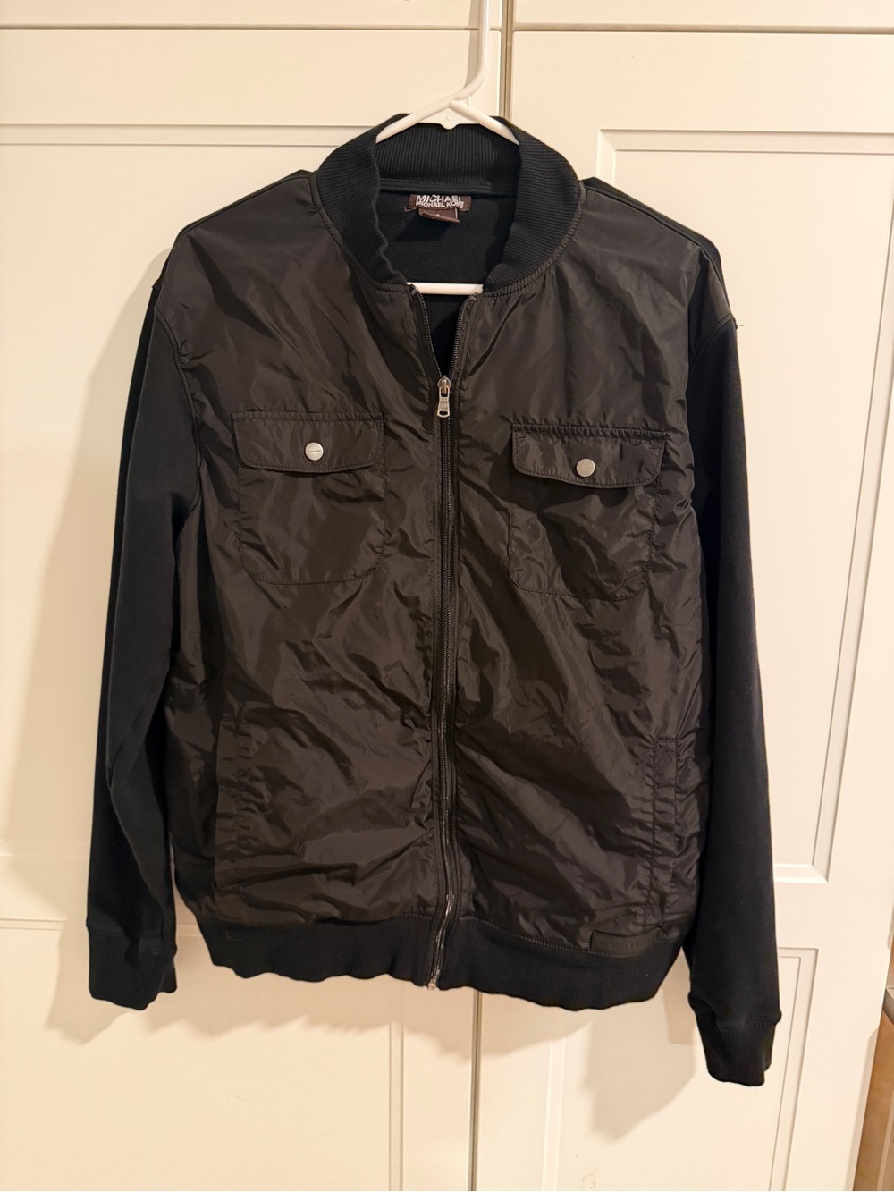 Michael Kors Black Nylon-Front Bomber Jacket
